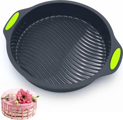 Ronde siliconen bakvorm (23 cm), antiaanbaklaag, BPA-vrij, lekvrij – perfect Geschikt voor het maken van meerlaagse taarten, cheesecakes en regenboogtaarten (donkergrijs).