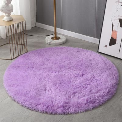 Rond Pluche Tapijt Voor Woonkamer Anti-Slip Pluizig Zacht Grote Oppervlaktematten Dikke Slaapkamer Decoratieve Tapijten Kinderkamer Lounge Kleden Round 60cm gray