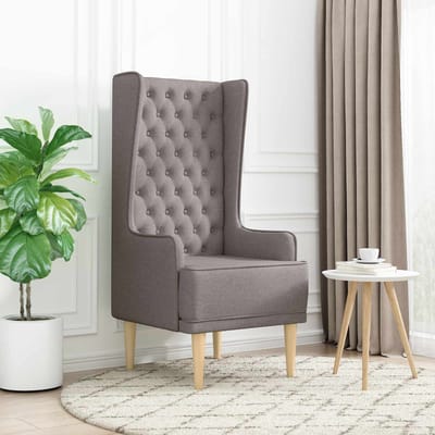 vidaXL - Gecapitonneerde - stoel - met - hoge - rugleuning - Taupe - Stof