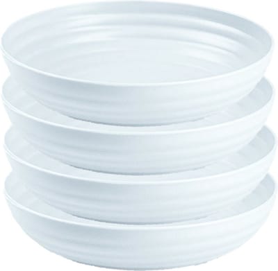 Plasticforte Kommetjes/schaaltjes - 4x - dessert/ontbijt - kunststof - D22 x 5.5 cm - Ivoor wit