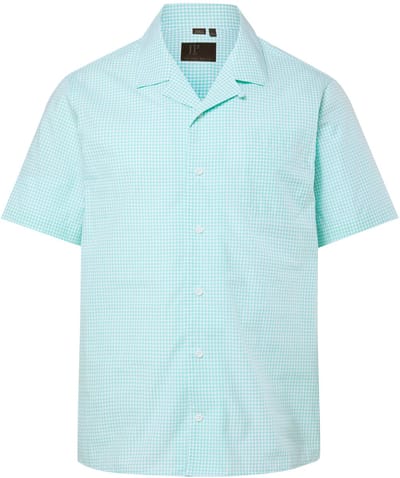 JP 1880 - Heren - JP 1880 geruit overhemd korte mouwen Cubaanse kraag tot 8XL - Jadegroen - Maat XL
