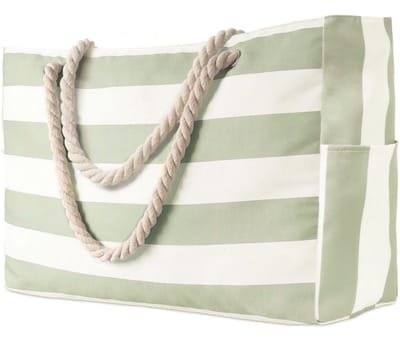 Strandtas - Streep Groen | 52 x 34 x 15 cm | Canvas / Polyester | Schoudertas/Shopper | Fashion Favorite
