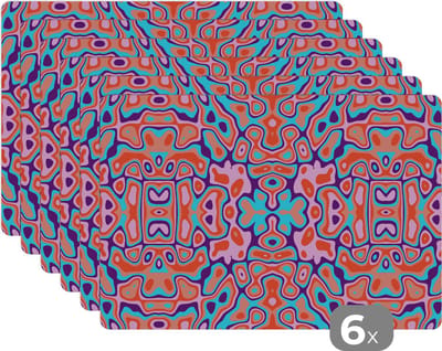 Placemat - Placemats kunststof - Patronen - Lavalamp - Abstract - 45x30 cm - 6 stuks - Hittebestendig - Anti-Slip - Onderlegger - Afneembaar