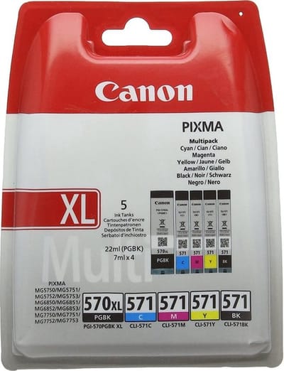 Canon PGI-570XL & CLI-571 - Inktcartridge + Retourzakje - Origineel - Zwart en Kleur