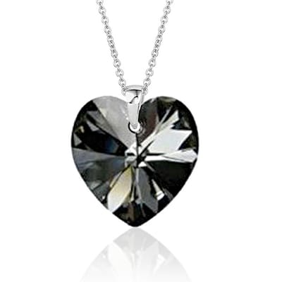 Montebello Ketting Daisy HZ566 - Swarovski Hart - 925 Zilver Gerhod. - Ø18mm - 50cm