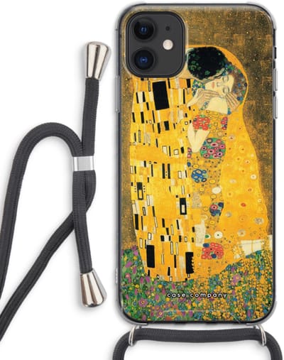 Case Company® - Hoesje met koord geschikt voor iPhone 11 hoesje met Koord - Der Kuss - Telefoonhoesje met Zwart Koord - Bescherming aan alle Kanten en Over de Schermrand