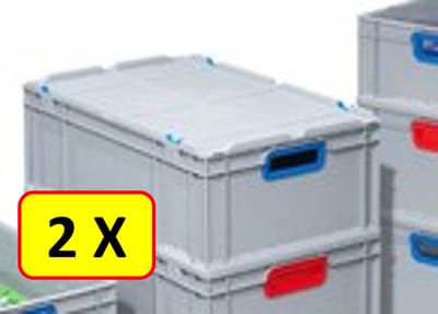 2 x Deksel Euronorm stapelbak 40x30 - met clipsluitingen