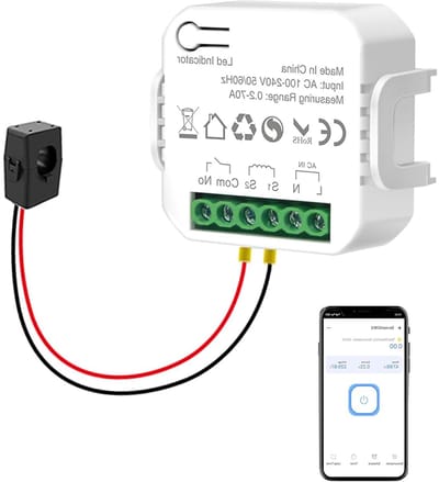 Slimme Energiemeter - Stroommeter Tracker - Energieverbruik Monitoren - Real-time Meting - 70 A - Zwart