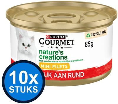 10x Gourmet - Nature's Creations Mini Filets Rund - Kattenvoer Natvoer - 85g