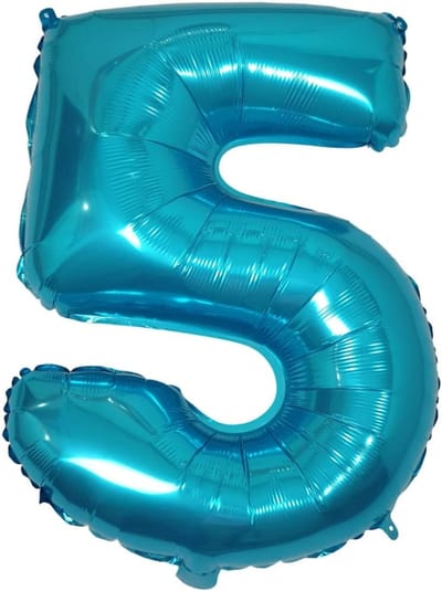 XL Cijferballon 5 Blauw - Folieballon 70 cm voor 5e Verjaardag Jongen en Meisje Feestdecoratie