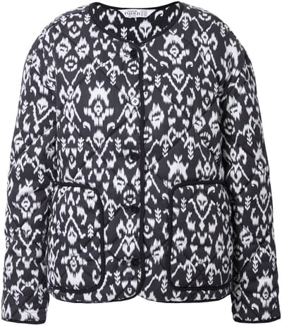 Studio Untold - Dames - Doorgestikte jas boxy shape all-over print - Zwart - Maat 42+