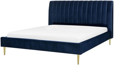 MARVILLE - Tweepersoonsbed - Marineblauw - 180 x 200 cm - Fluweel