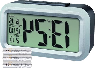 Digitale Wekker - Nachtwekker - Tijd Herkennen - Batterijgevoed - L 138 x B 48 mm - Zwart Zilver
