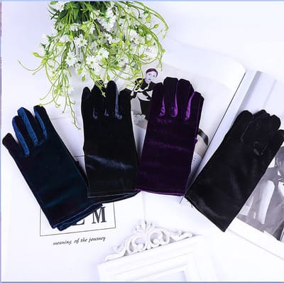 Dailygoods- Handschoenen Dames Korte Fluwelen - Satijnen Handschoenen - Feesthandschoenen - Jaren 20-Stijl - Elastisch - 1 Paar - Kostuumhandschoenen