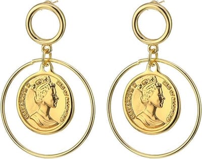 LGT Jewels Cirkelvormige Damesoorbellen met Interne Munt Goud