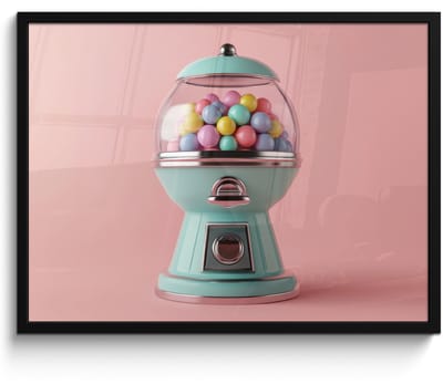 Poster in lijst - Fotolijst 70x50 cm - Posters - Kauwgom - Retro - Snoep - Roze - Posterlijst zwart - Decoratie - Wanddecoratie woonkamer - Muurdecoratie slaapkamer