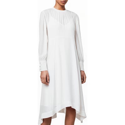AllSaints Fayre Dress Chalk White Maat: S | Midi Jurken Outlet | Dames | Wit