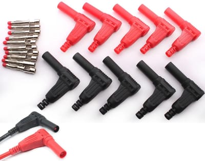 Bananenstekkers - Testkabels - Elektrisch Testen - 90 Graden Hoek - 4 mm - Zwart Rood