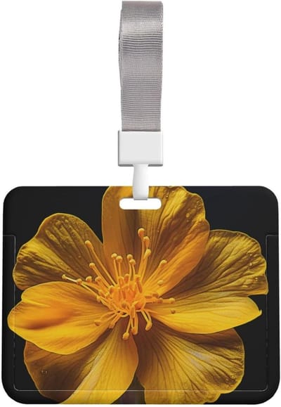 ID-kaart houder - Naam badge - Veilig opbergen - Water- en stofdicht - 10 x 8 cm - Geel bloemenprint