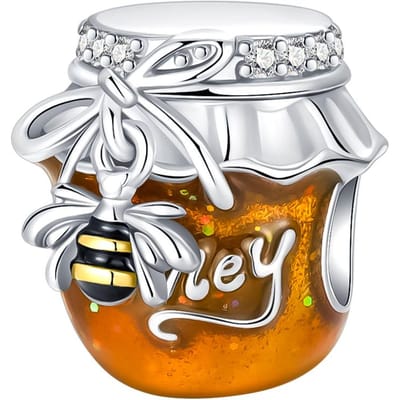 Echt Koperen Bijenhoningpot Gele Serie Hanger Bedel Compatibel Met Polsarmband Doe-Het-Zelf Kralen Mevrouw Premium Sieraden Valentijnsdag Verjaardag white
