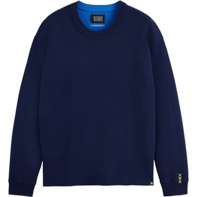 Scotch & Soda Merino Double Face Dropped Shoulder Crewneck Navy Taglia: L | Maglioni a maglia Outlet | Uomo | Blu