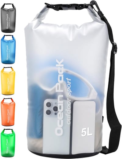 SnelShoppen - Waterdichte Tas Sup Dry Bag 2L 5L 10L 20L met Verstelbare Band & Rol-top Sluiting voor Zwemmen, Kamperen, Vissen (Wit)