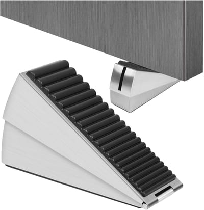 Grote deurstoppers, zware deurstoppers voor de onderkant van de deur, deurstopper met sterke grip van roestvrij staal voor zware en normale deuren, zilverkleurig