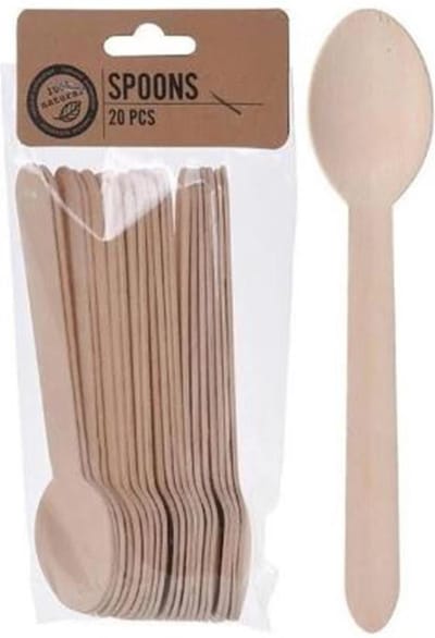 Houten lepels DEPA - 20 STUKS -  16 cm - Hout - Milieu vriendelijk - Lepels - Recycled lepels - Houten bestek