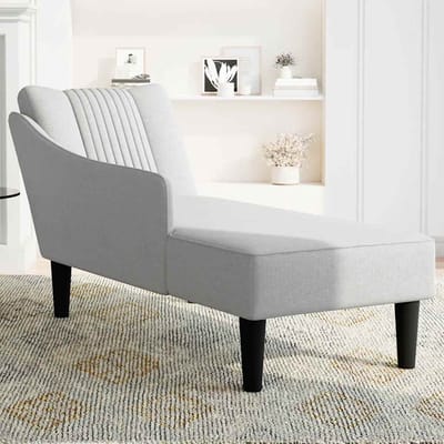 vidaXL - Chaise - longue - met - rechterarmleuning - stof - wolk - grijs
