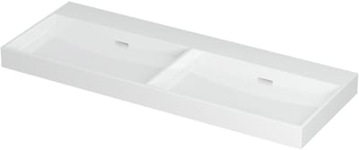 INK Urban Wastafel Porselein Dubbel Zonder Kraangat - 1200x450x80 mm - Glans Wit