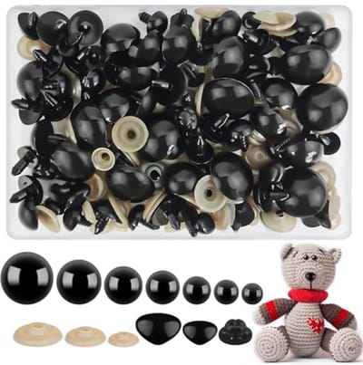 Dailygoods - 188 Stuk Veiligheidsogen voor Haak Dieren - Zwart voor DIY Crafting