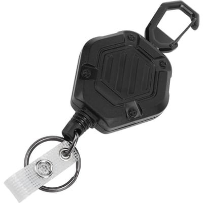 Heavy Duty Intrekbare Sleutelhanger 1mm Verdikte Stalen Draad Zeshoekige Riemclip Karabijnhaak Sleutelhanger black