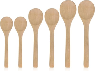 Set van 6 houten lepelletjes, natuurlijke koffielepels, kleine lepel voor thee, honing en kruiden (13 cm, 15 cm, 17 cm)