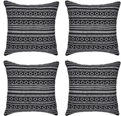 Boho Kussenhoezen Set van 4, Kleurrijke Strepen, Etnische Stijl, Retro Vierkante Kussens voor Slaapkamer en Woonkamer, 45 x 45 cm, Decoratieve Kussens voor Thuis