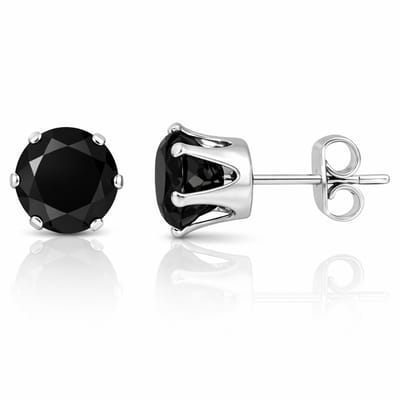 LGT Jewels Stud oorbellen Edelstaal Classic Round Black 4mm
