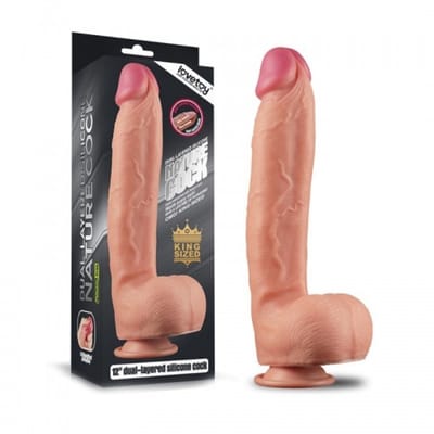 Love Toy - Realistische dildo met zuignap - Siliconen - Blank - 30,5cm