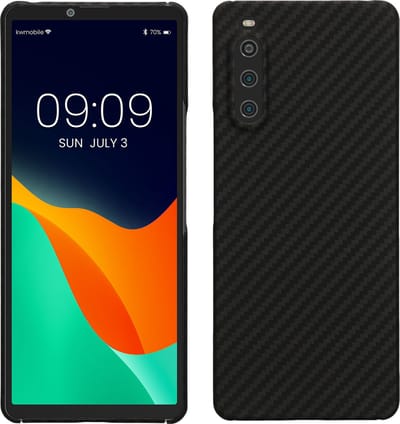 kalibri hoesje geschikt voor Sony Xperia 10 V - aramidehoes voor smartphone - mat zwart