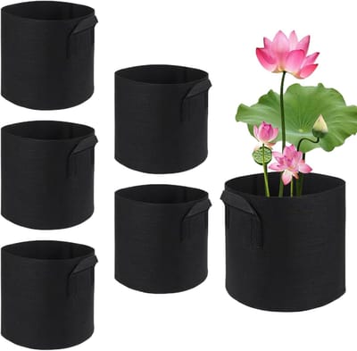Aquatische Plantenpot - Vijver Manden - Waterplanten Kweken - Flexibel Vilt Materiaal - 6 Stuks - Zwart