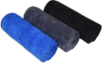 Microvezel Sporthanddoeken Set - 3 Stuks - 40 x 80 cm - Sneldrogend & Sterk Absorberend - Zwart, Donkerblauw & Grijs - Voor Fitness, Yoga, Camping & Sport