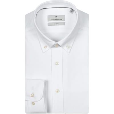 Thomas Maine Overhemd Torino Button Down Piqué Jersey Wit / male