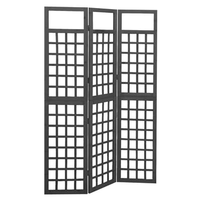 vidaXL - Kamerscherm/trellis - met - 3 - panelen - 121x180 - cm - vurenhout - zwart