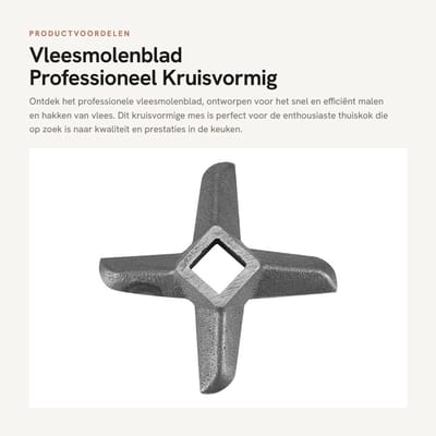 Dailygoods- Vleesmolenblad Professioneel - Kruisvormig Ontwerp - Duurzaam Staal - Universeel Vervangingsonderdeel - Scherp Mes - Eenvoudig Schoonmaken - Vleesmolenmes