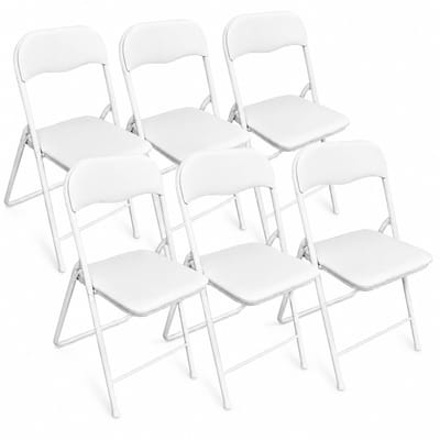 ADSafety Set van 6 Klapstoelen - Vouwstoelen - PVC - Eettafelstoelen - Opklapbare Stoelen - 46 x 50 x 81 CM - Stoelen - Wit