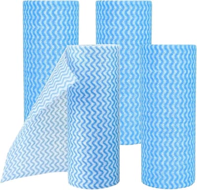 Verpakkingen van 4 Rollen Wegwerp Schoonmaakdoeken - Niet-geweven Keuken Doeken 20 x 30 cm voor Afwas, Werkplaats en Eettafel (200 Vellen)