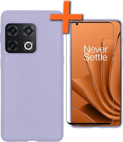 Hoes - Met Screenprotector - Geschikt voor OnePlus 10 Pro - Sterk & Shockproof - Back Cover - Siliconen Case - Telefoon Hoes - Lila
