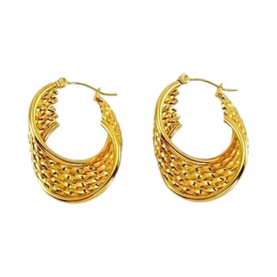 Aramat Jewels | Oorringen | Goudkleurige Stalen Oorringen – 6-in-1 design – 30x25 mm | | | |8mm | Staal | Volwassenen | Verkleurd niet