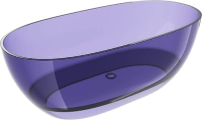 Mexen Pure donker lei blauwe vrijstaande transparante badkuip 170 x 80 , chromen stop - 58071708010