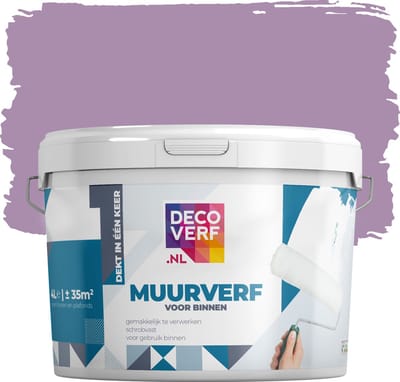 Decoverf muurverf mat purper, 4L