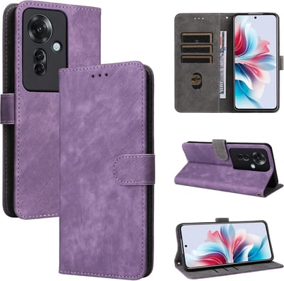 Geschikt voor Oppo Reno 11 F 5G - Blokkeringsfunctie - Portemonnee - Magnetische Standaard - Book Case Hoesje - Paars