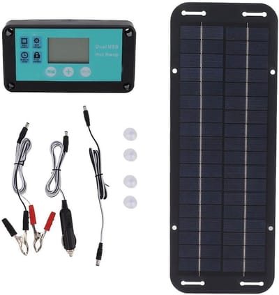 Zonnepaneel Kit - Solar Charger - Batterij Onderhoud - Waterdicht Ontwerp - 30W Vermogen - Blauw Zwart